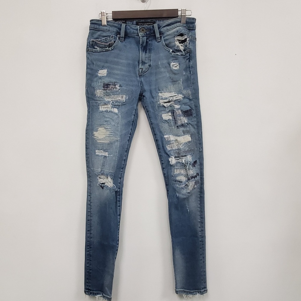 Cult Of Individuality Mens Punk Super Skinny Jeans Size 30x32 Blue Distressed